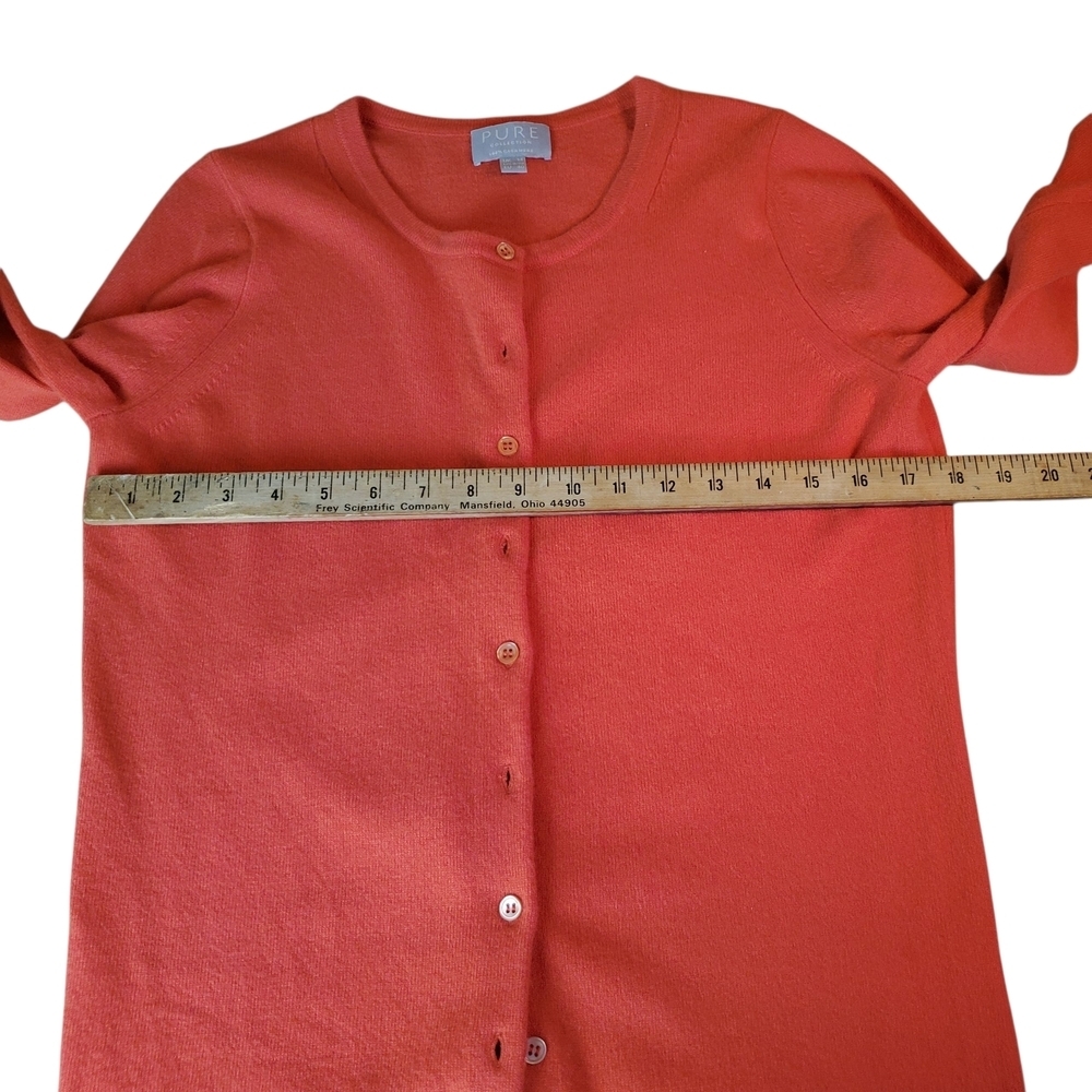 Pure Collection 100% Cashmere Women's Bright Coral Cardigan. 8/10. #0179 - Picture 7 of 10